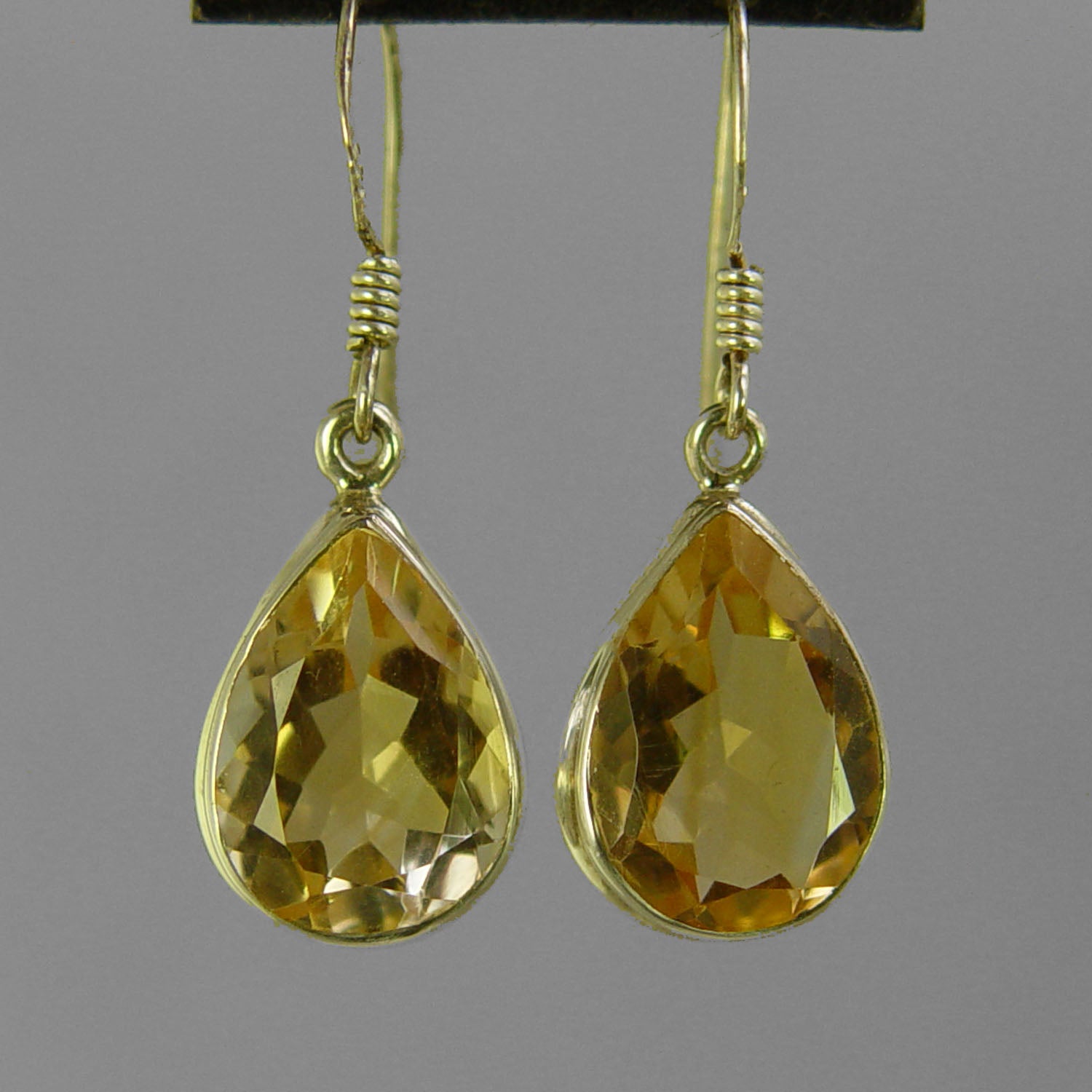 Citrine 12 ctw Faceted Pear Shape Bezel Set Earrings