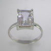 Quartz Crystal 3.9 ct Faceted Emerald Sterling Silver Ring, Size 9.75