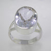 Quartz Crystal 11 ct Oval Bezel Set Sterling Silver Ring, Size 8.5