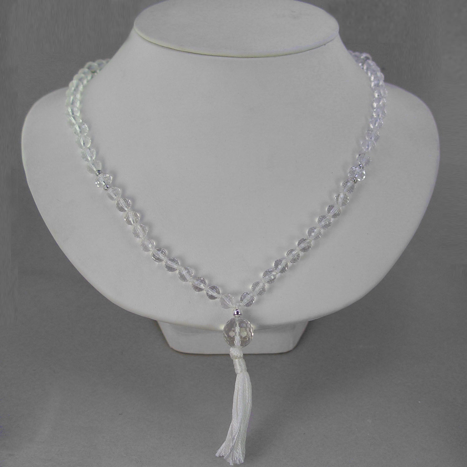 Venus Mala - Quartz Crystal Faceted Beads with Quartz Counter Beads, 30" Mala