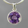 Amethyst 4.2 ct Round Fancy Bezel Set Sterling Silver Pendant