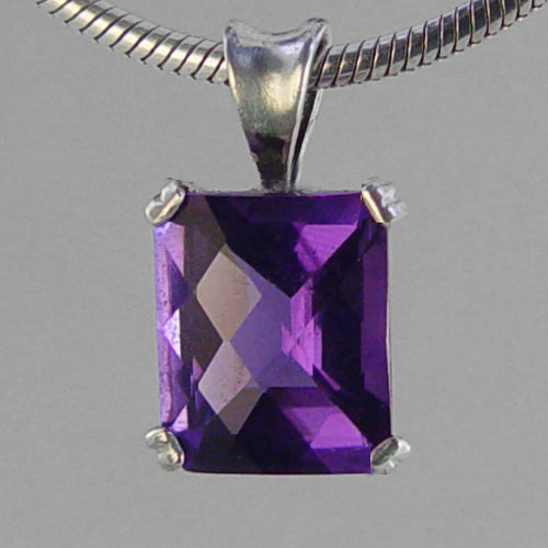 Amethyst 5.5 ct Antique Emerald Sterling Silver Pendant