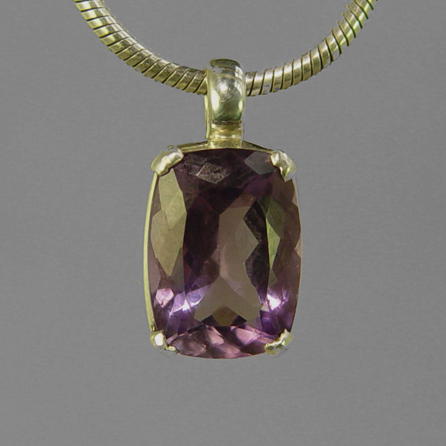Amethyst 7.9 ct Antique Emerald Sterling Silver Pendant