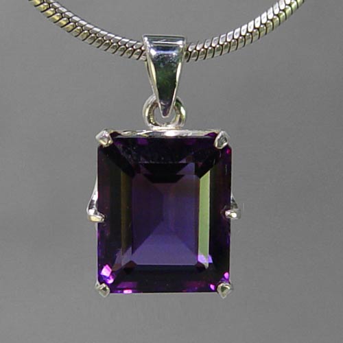 Amethyst 13 ct Emerald Cut Sterling Silver Pendant