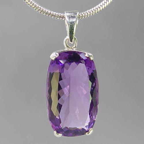 Amethyst 19.5 ct Antique Emerald Cut Sterling Silver Pendant