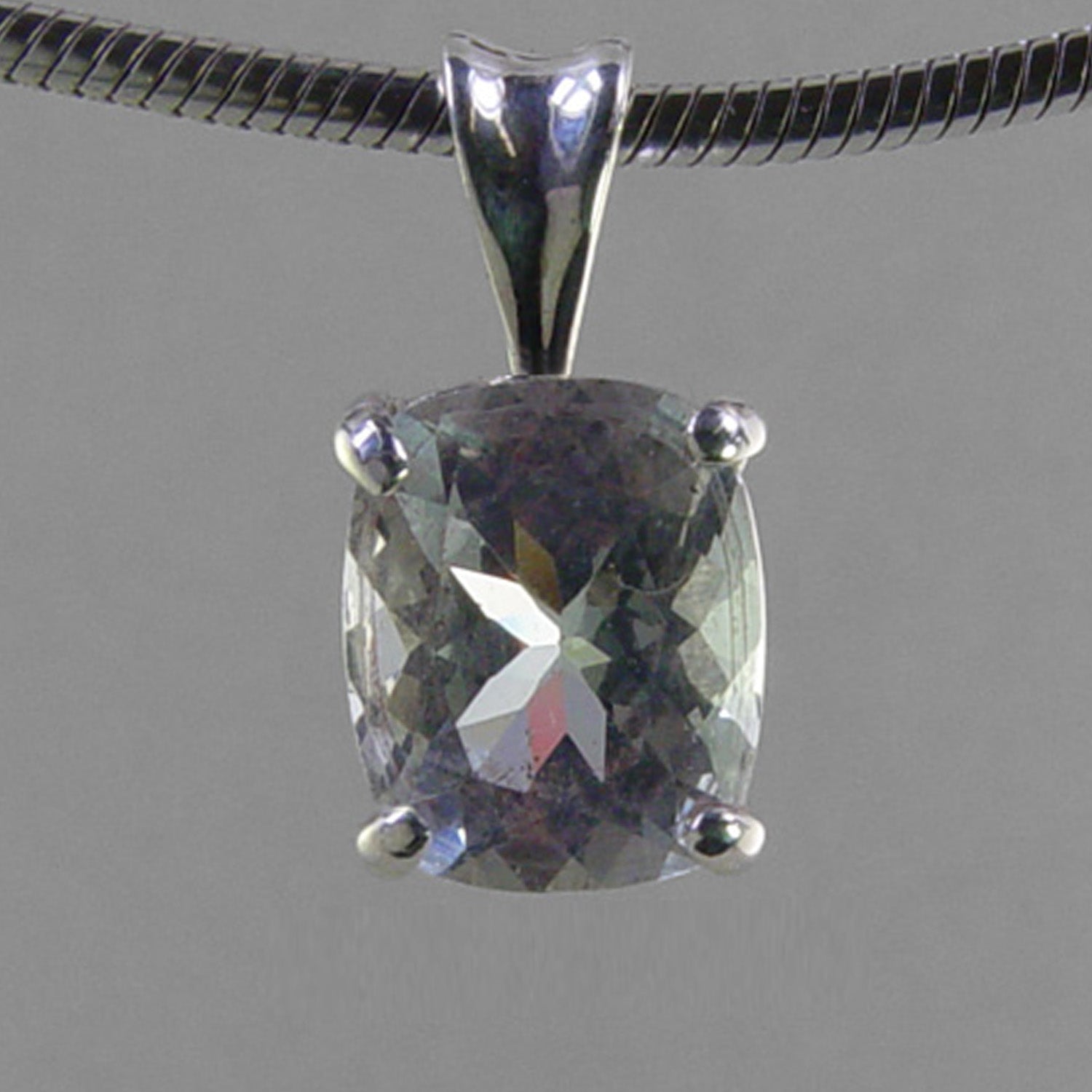 Aquamarine 3.45 ct Antique Emerald Cut Sterling Silver Pendant