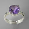Amethyst 3.4 ct Round Sterling Silver Ring, Size 8