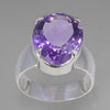 Amethyst 7 ct Faceted Oval Sterling Silver Ring, Size 7