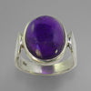 Amethyst 7.9 ct Oval Cab Bezel Set Sterling Silver Ring, Size 8