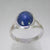 Blue Sapphire 4.85 ct Oval Cab Sterling Silver Ring, Size 7