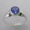 Tanzanite 1.3 ct Faceted Round Sterling Silver Ring, Size 9