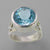 Blue Topaz 15 ct Faceted Round Bezel Set Sterling Silver Ring, Size 8.5