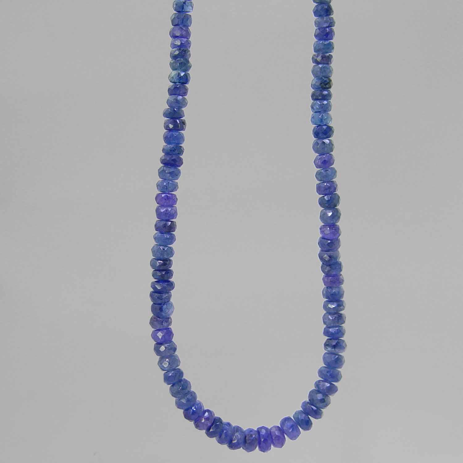 Blue Sapphire Faceted Rondelle Graduated 17" Necklace - 70 ct