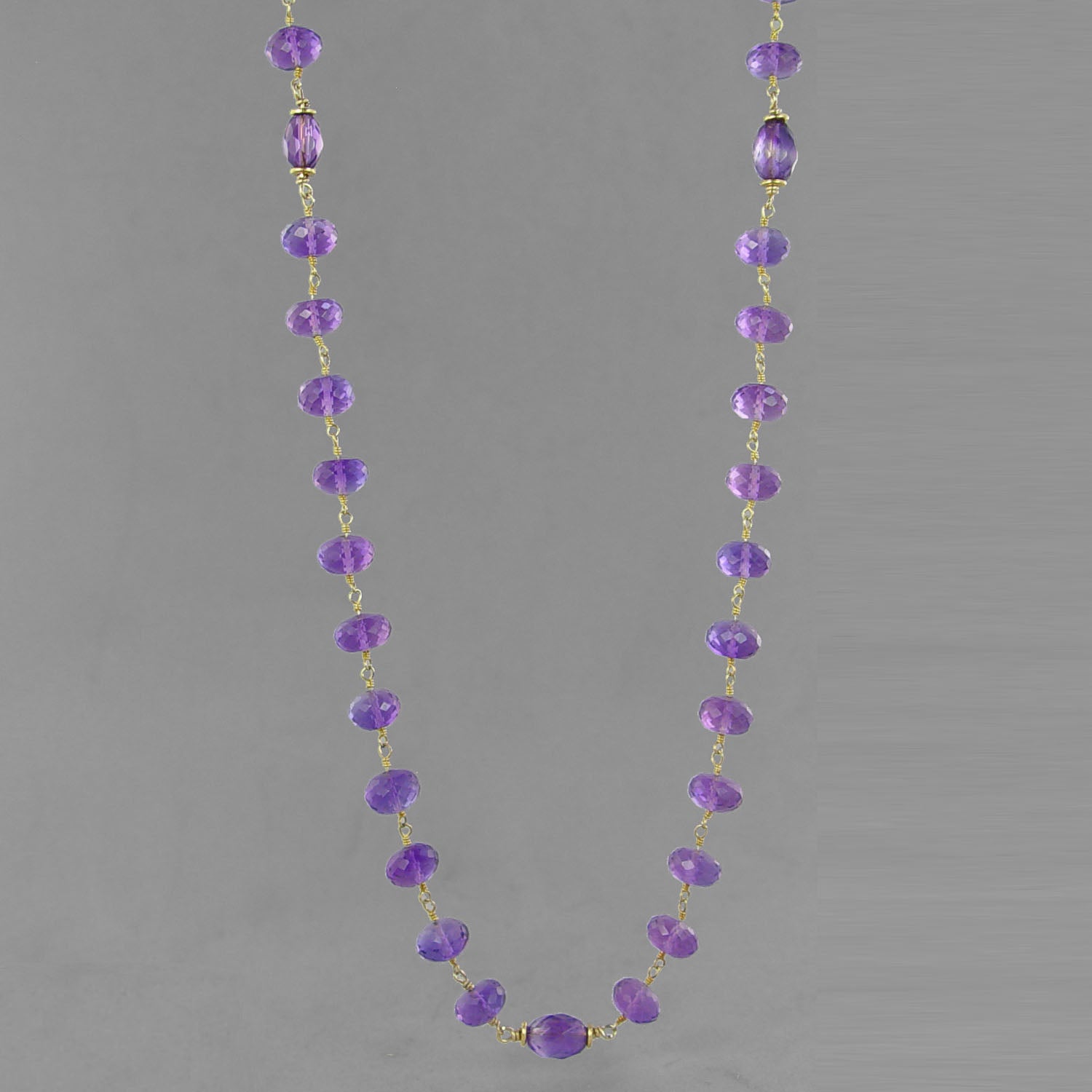 Saturn Mala - Amethyst Faceted Rondelle Beads 1/2 Mala on Gold Filled Wire