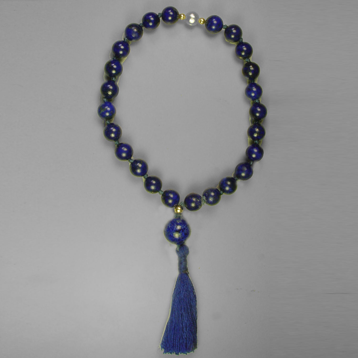 Saturn Mala - Lapis Mini Mala With Crystal Counter Beads