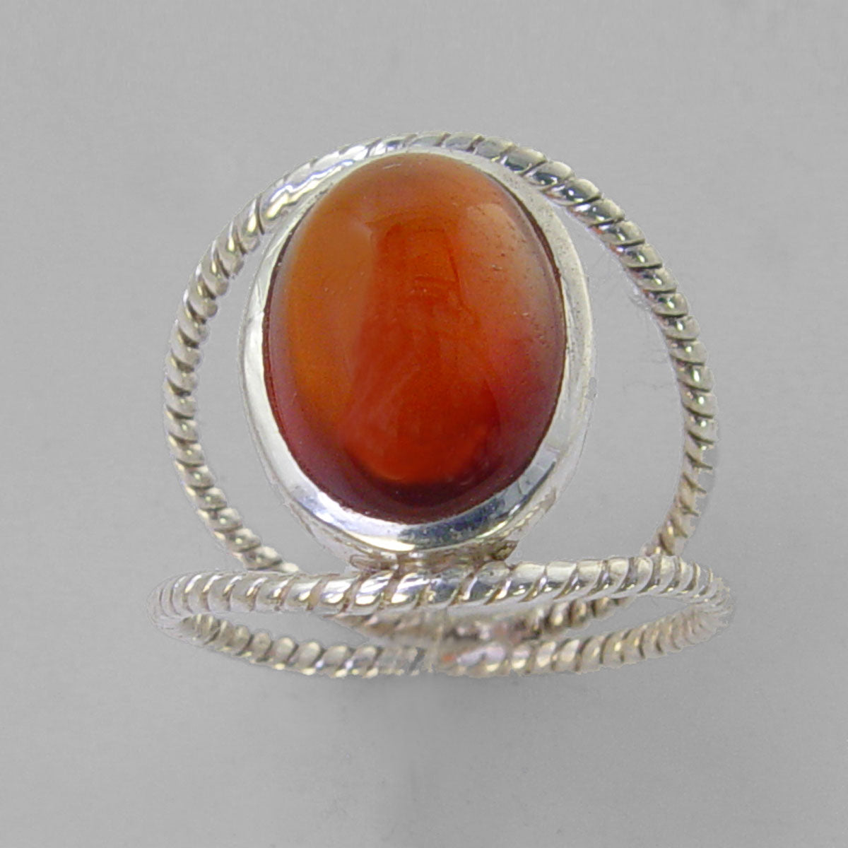 Cinnamon Hessonite Garnet 8.5 ct Oval Cab Sterling Silver Ring, Size 8.5