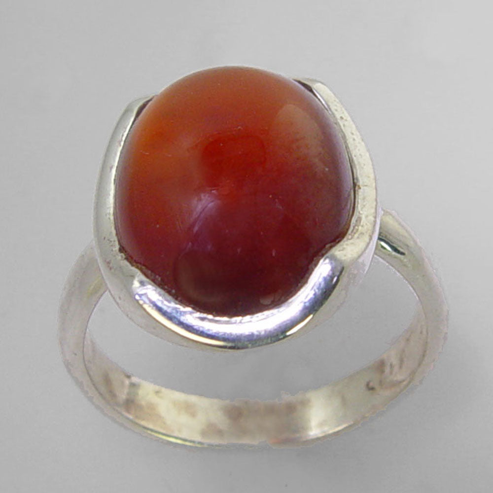 Cinnamon Hessonite Garnet 10.6 ct Oval Cab Sterling Silver Ring, Size 7