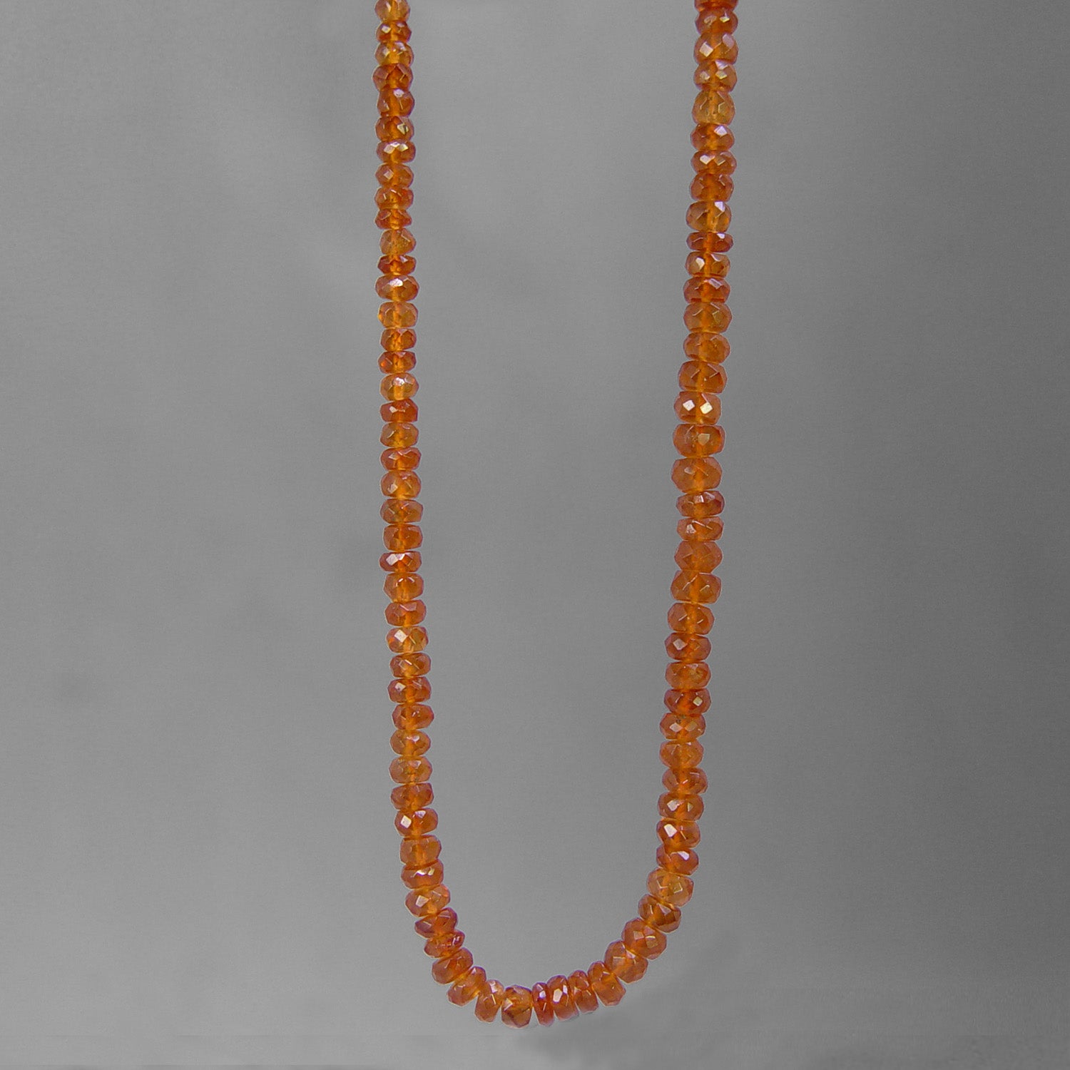 Spessartite Garnet Faceted Rondelle 17" Necklace - 50 ct