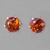 Red Hessonite Garnet Faceted Round Sterling Silver Post Earrings - 2 CTW