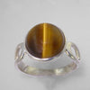 Tigereye Cat's Eye 2.95 ct Round Cab Sterling Silver Ring, Size 7