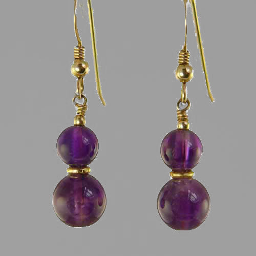 Amethyst Ball Drop Earrings