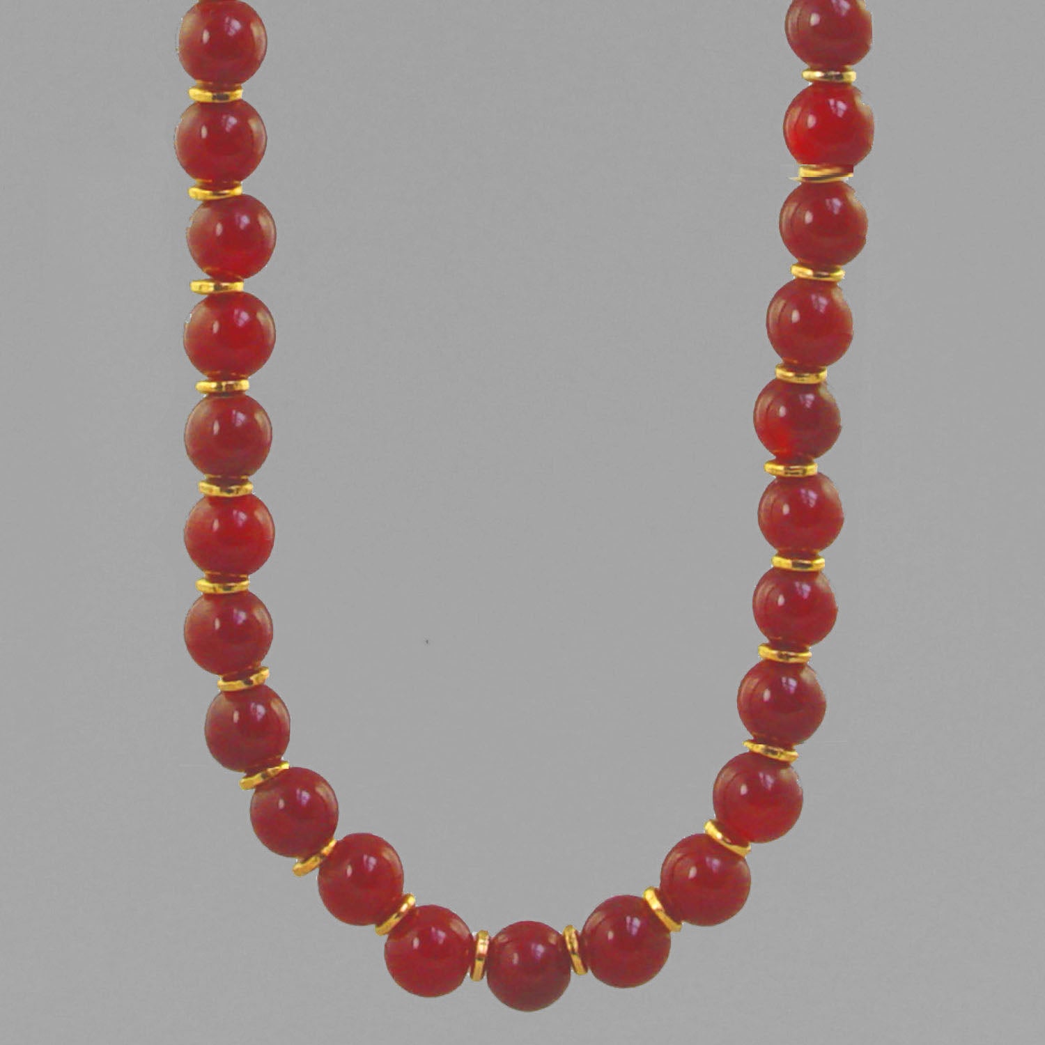 Carnelian Round Bead With Accents 16", 18", 20" or 24" Necklace