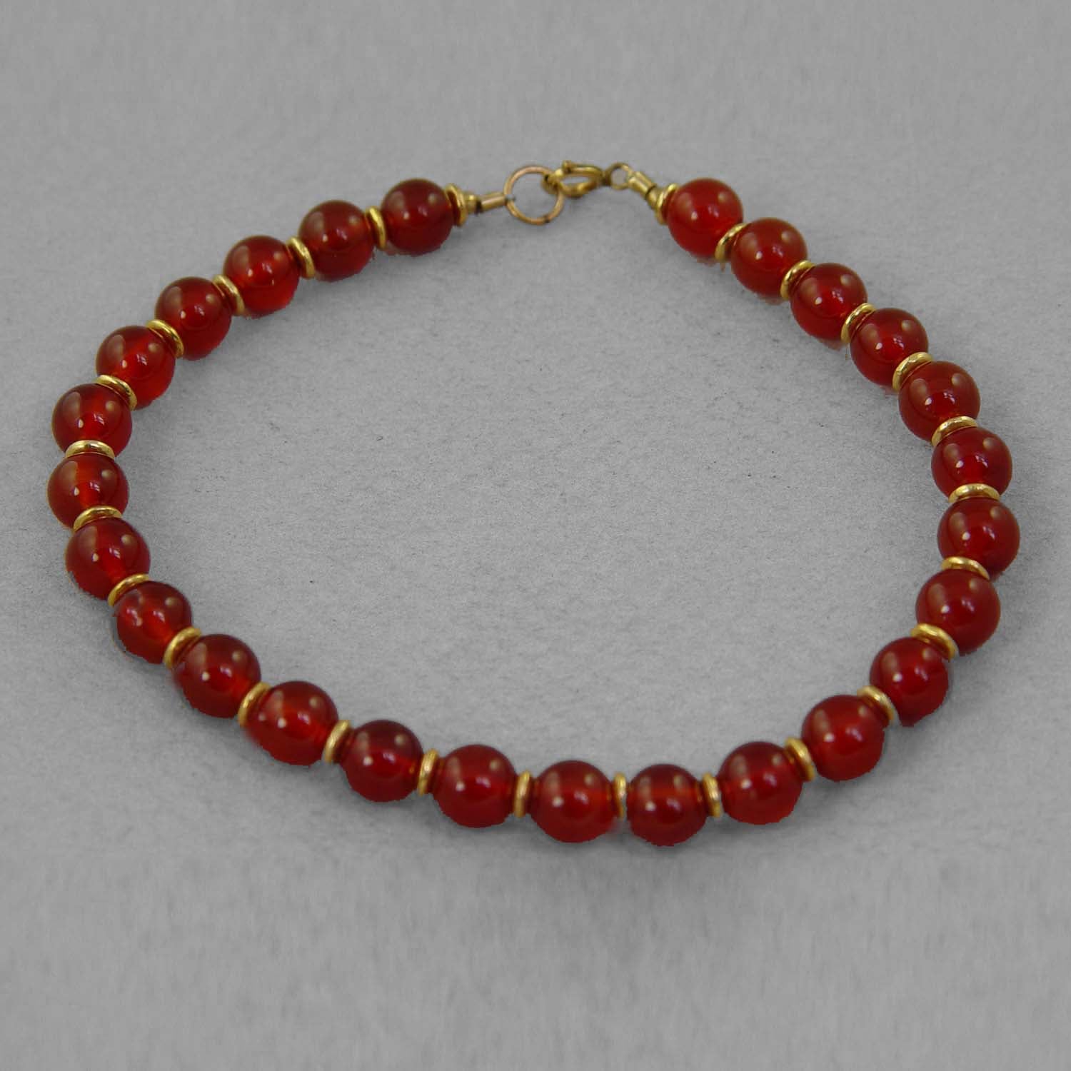 Carnelian Round Bead and Accents 7.25" or 8" Bracelet