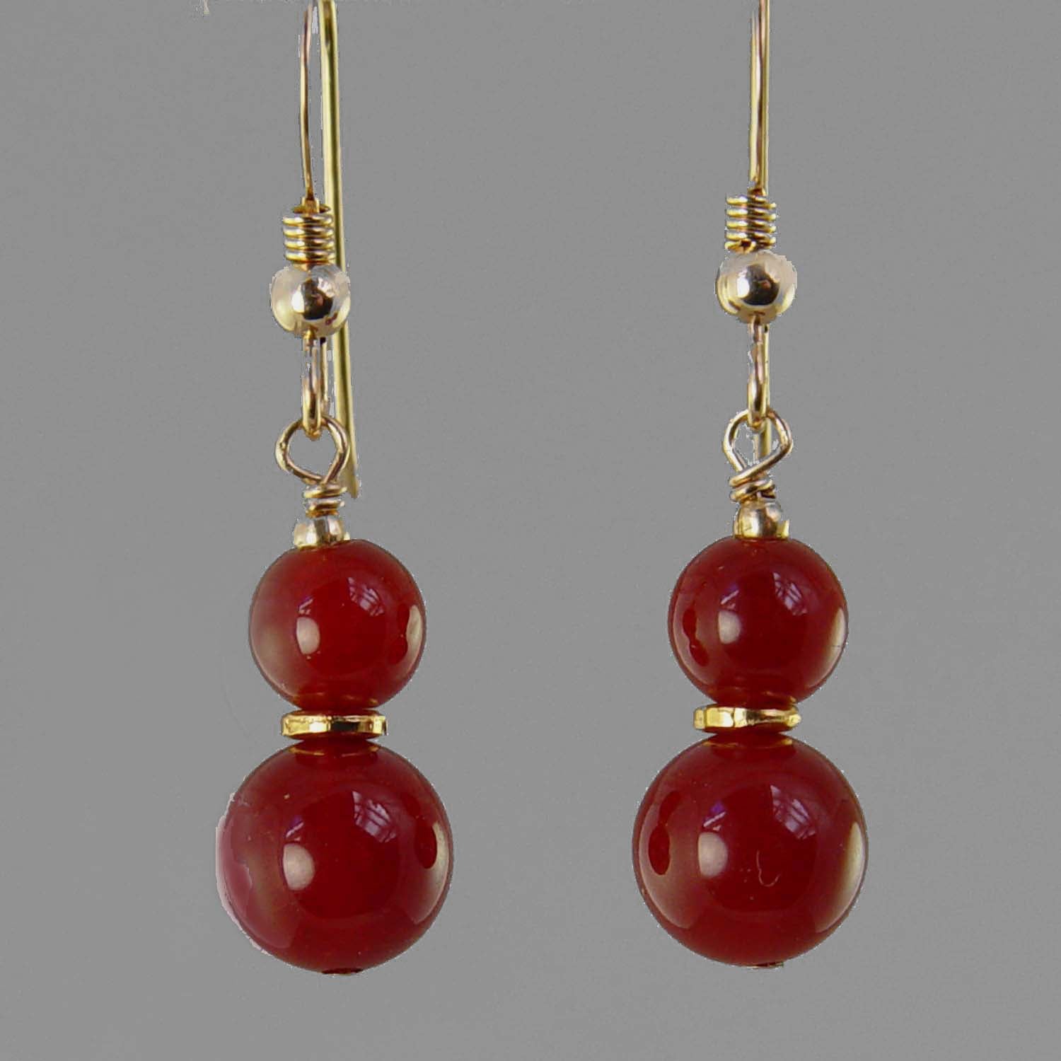 Carnelian Ball Drop Earrings