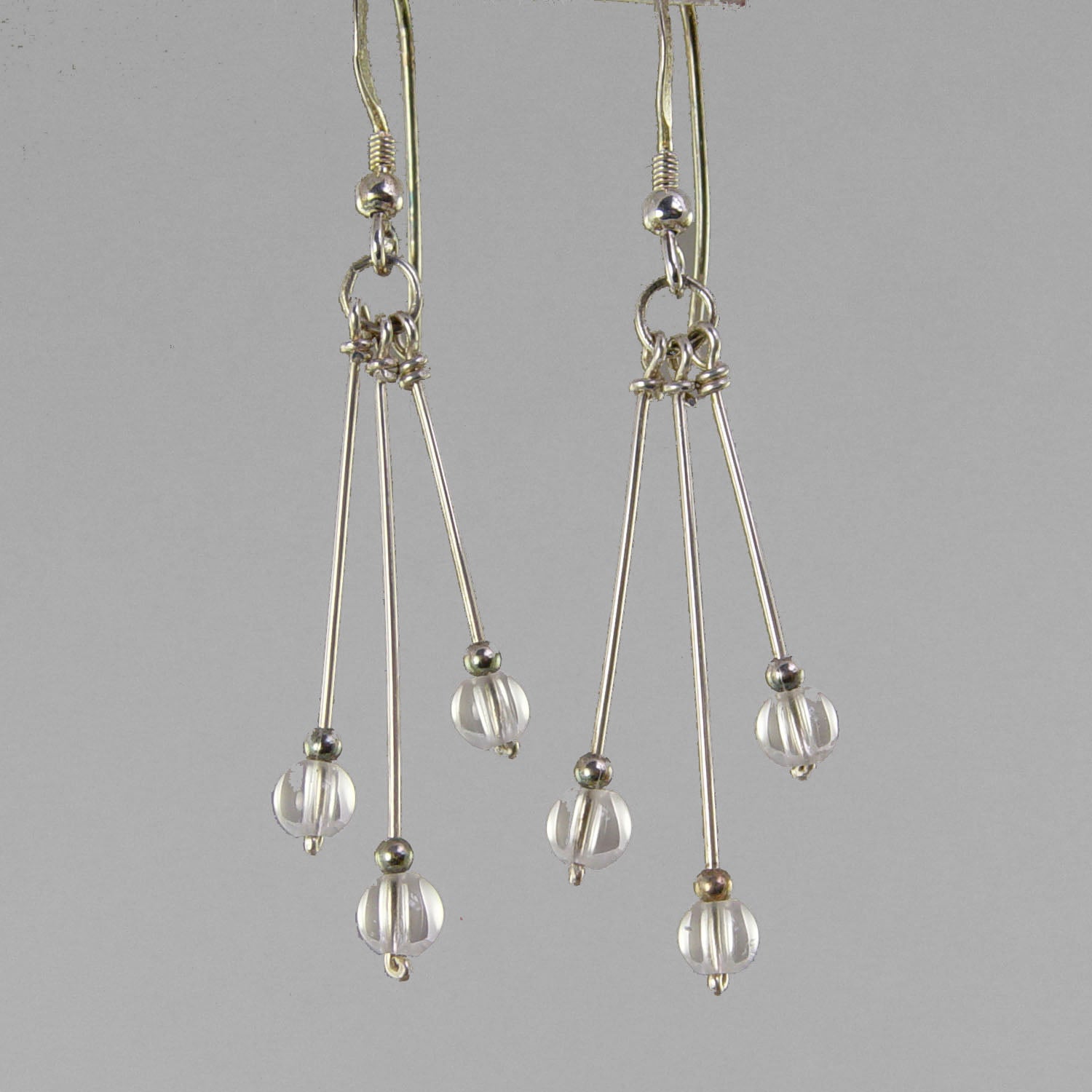 Quartz Crystal Earrings - Long Triple Dangle