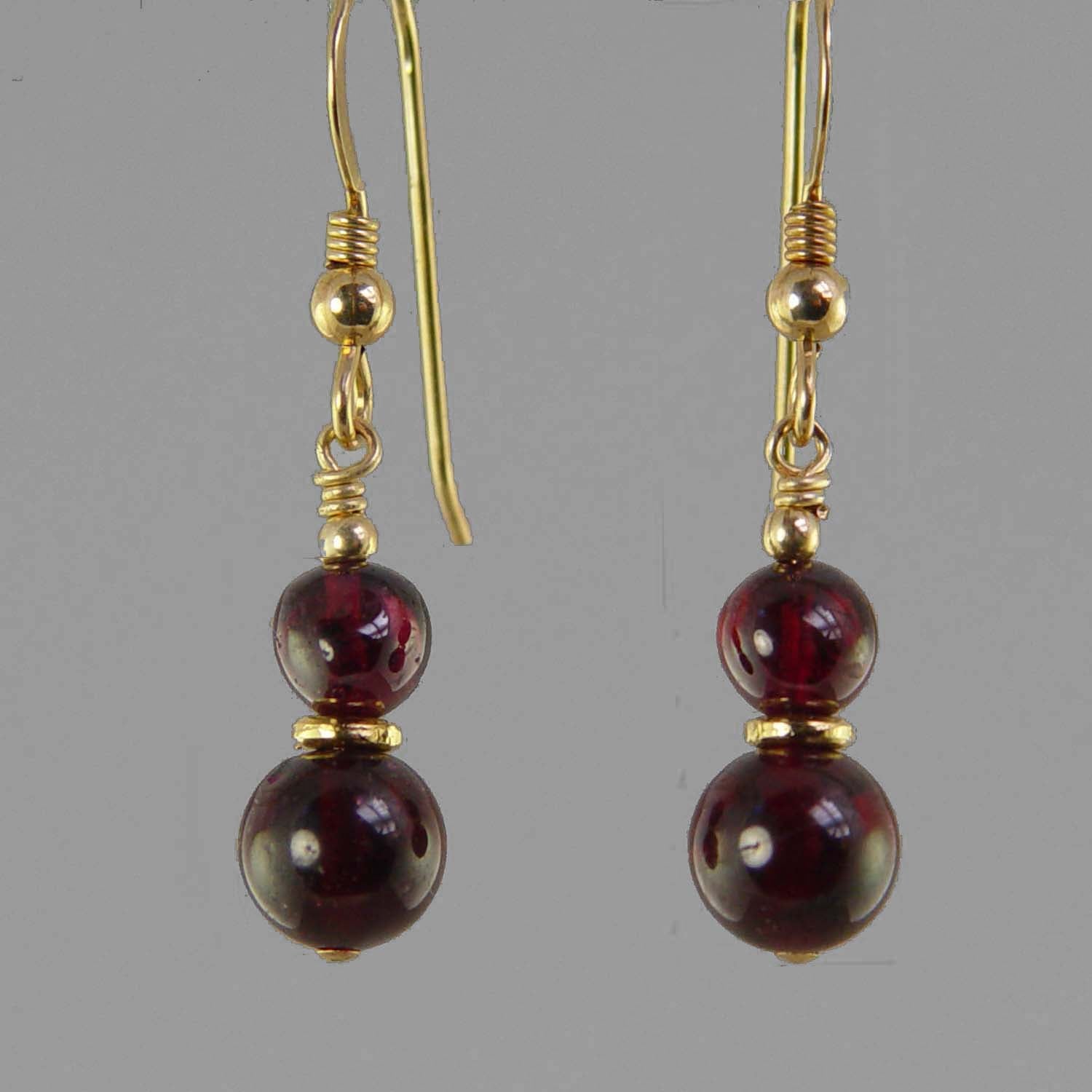 Garnet Round Ball Drop Earrings