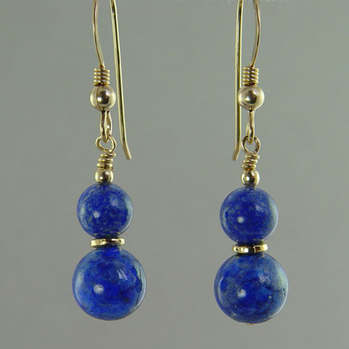 Lapis Ball Drop Earrings