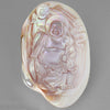 Mother of Pearl Buddha Carved on Pink Mollusk Shell