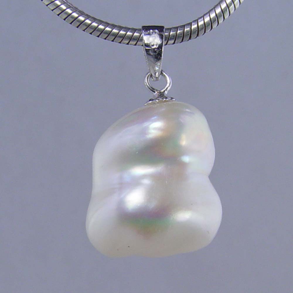 Pearl 10 ct Double Baroque Pearl With Silver Plated Bail Pendant