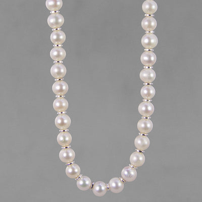 Pearl Semi Round Pearls With Accents 16",18", 20" or 24" Necklace
