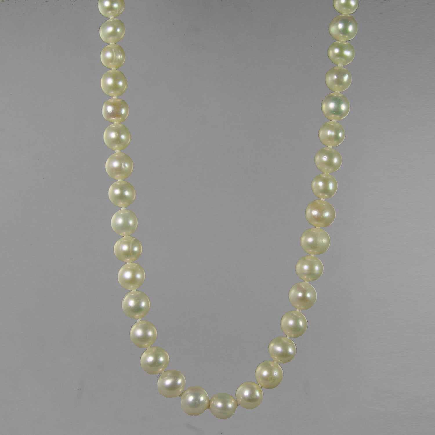 Pearl 8-8.5 mm Semi Round Knotted with Heart Clasp 20" Necklace