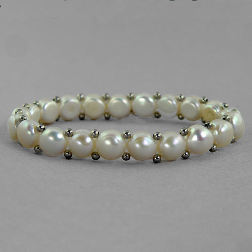 Pearl Double Drilled Stretch Bracelet