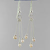 Pearl Long Triple Dangle Sterling Silver Earrings